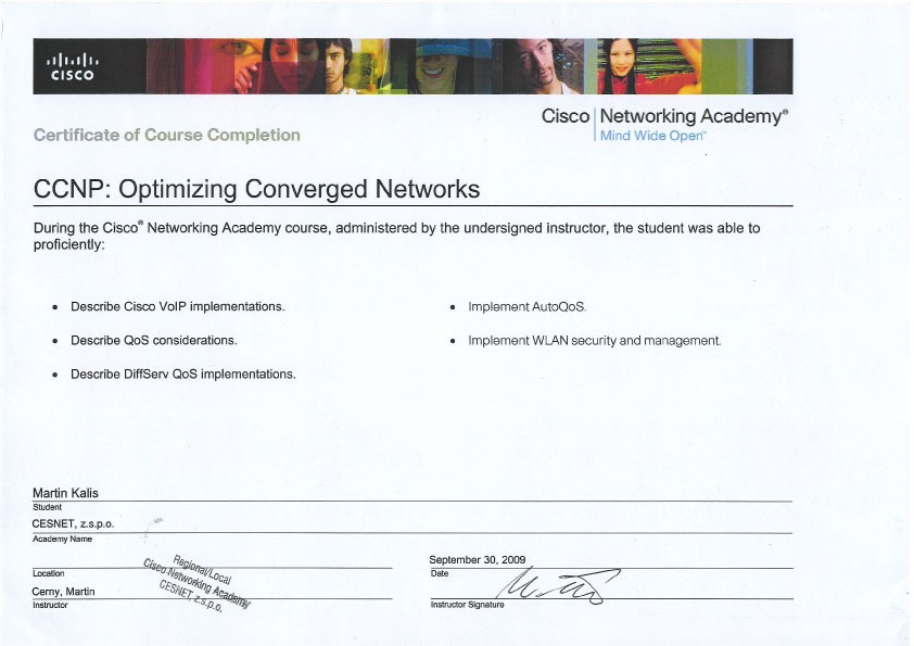 CCNP OCN Certificate